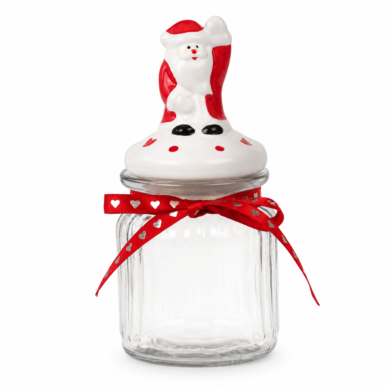 Pote de Vidro 300ml Natal Noel com Tampa Colorida