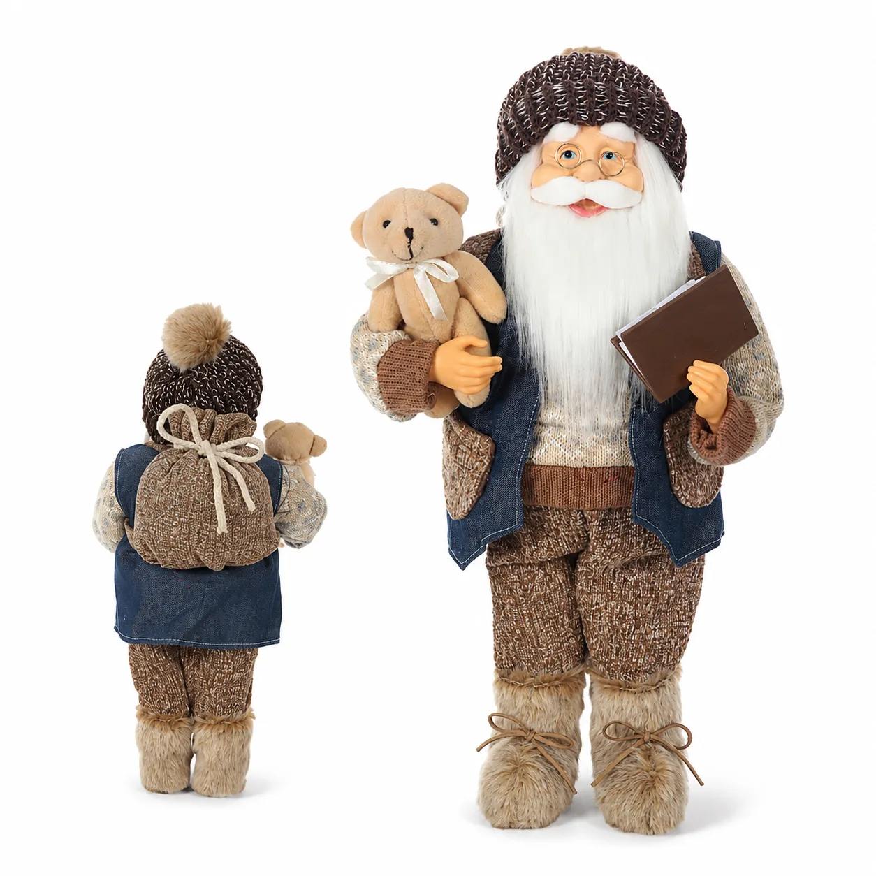 Papai Noel Natalino em Pé Azul Bege 45 cm