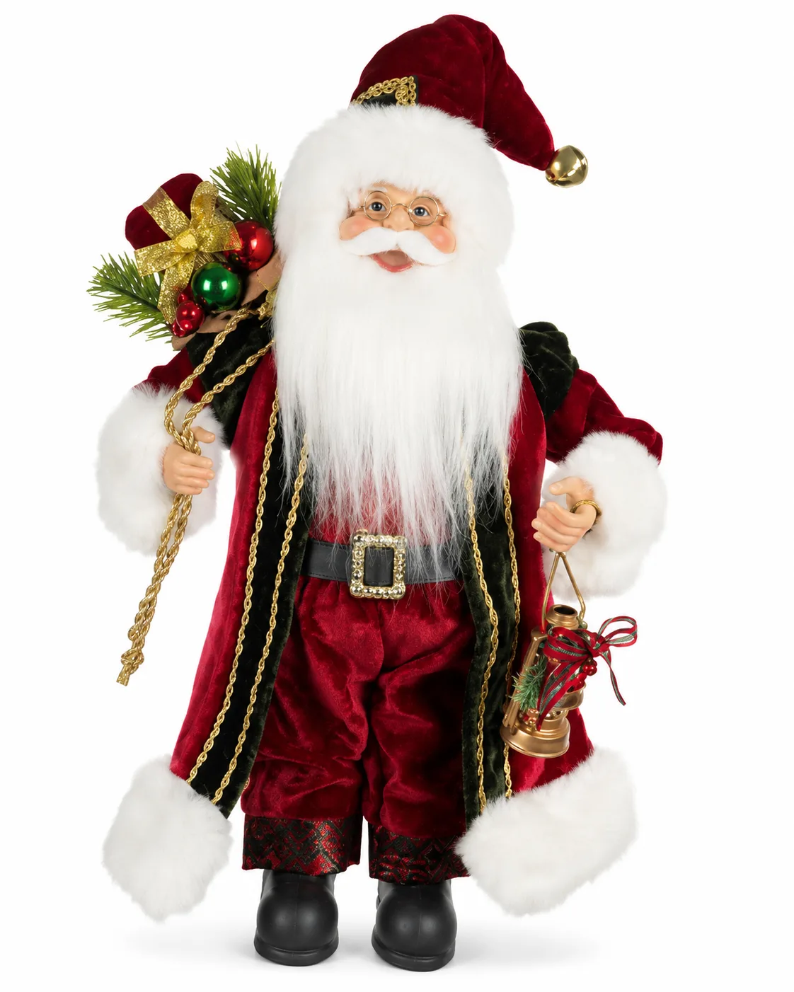 Papai Noel Natalino em Pé Vermelho Verde 30 cm