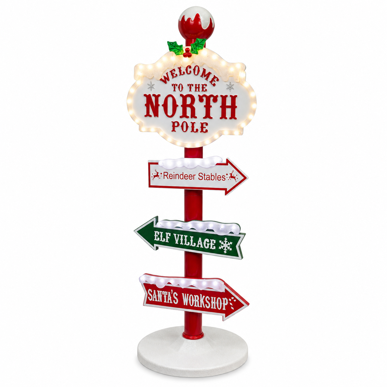Placa North Pole Natalina com Música e LED Colorido