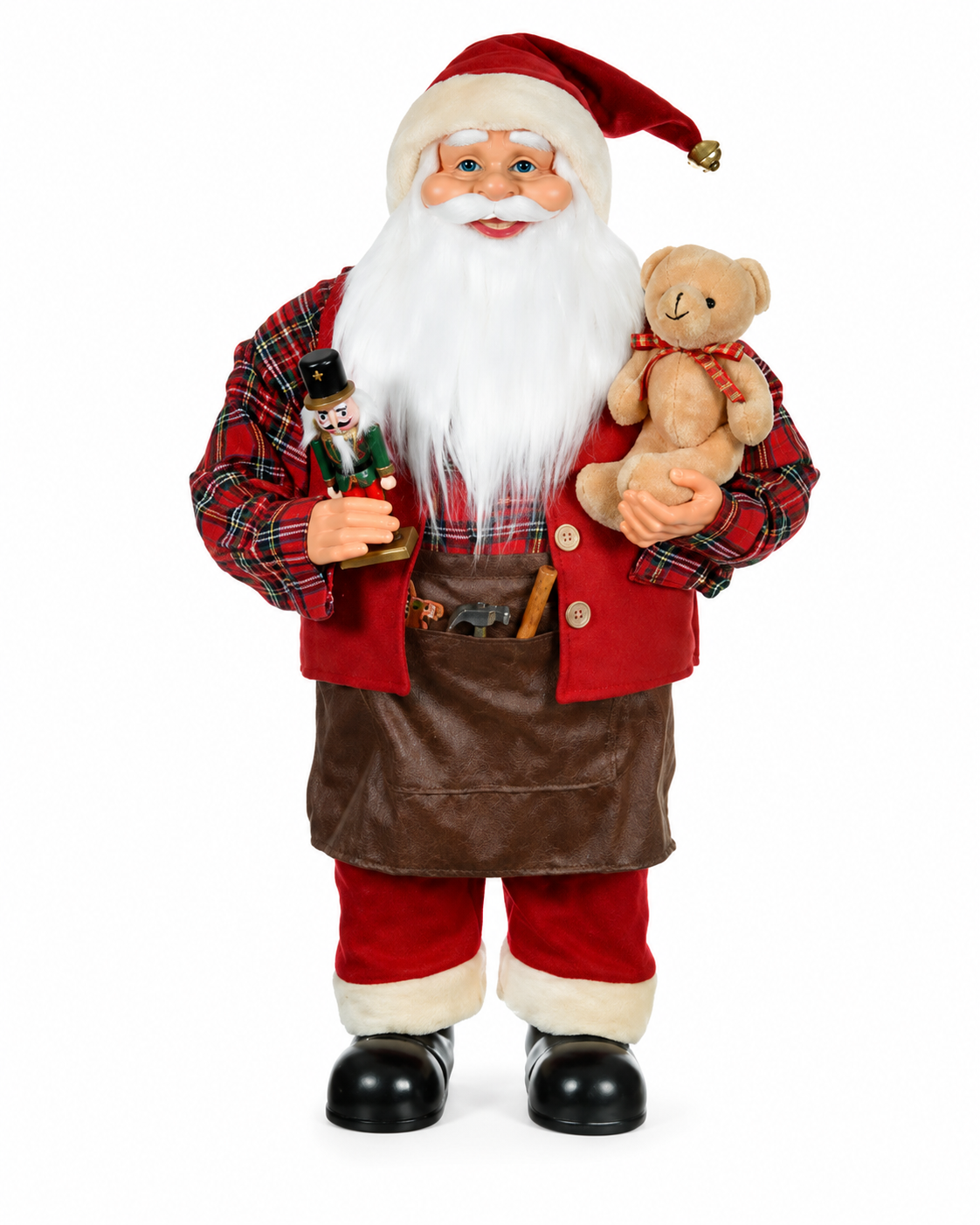 Papai Noel Carpinteiro Natal em Pé Vermelho e Marrom 45 cm