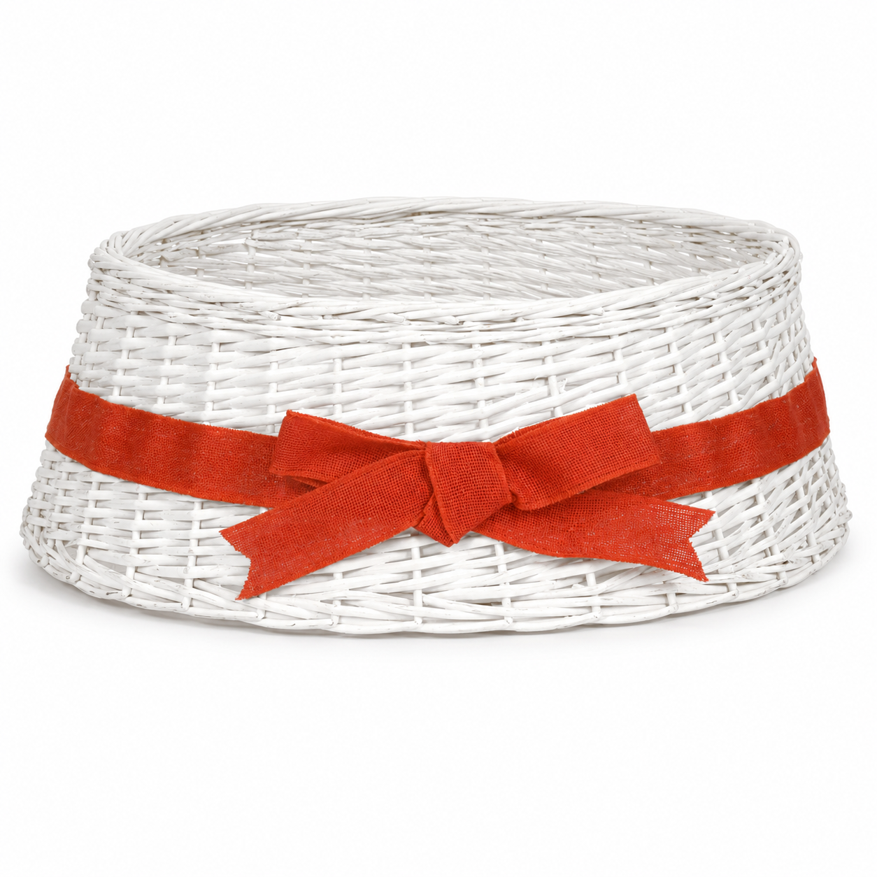 Saia para Árvore de Natal Rígida com Laço Branco e Vermelho