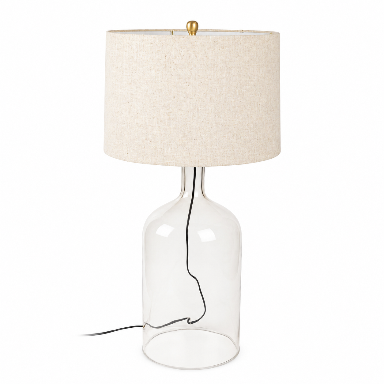 Abajur De Vidro E Metal Dourado Com Cúpula 82,5 x 40 cm