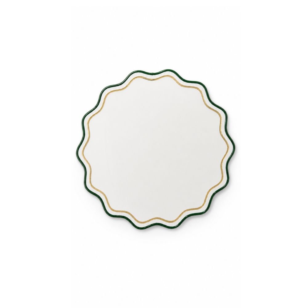 jogo Americano Nylon Branco Lurex Verde e Dourado
