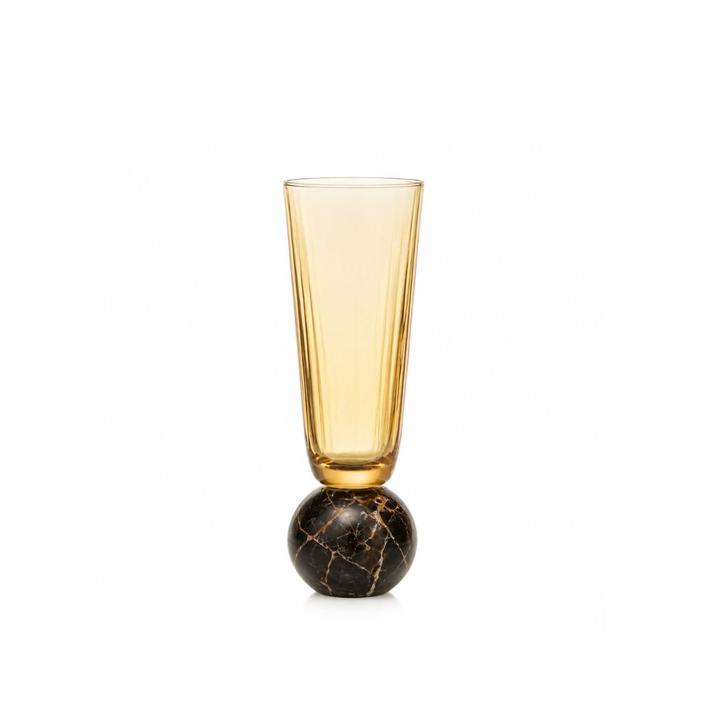 Taça Vidro Âmbar com Base Mármore