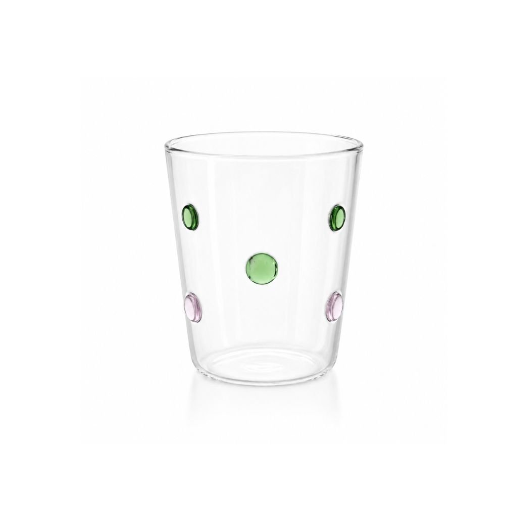 Copo Vidro Colors Rosa e Verde