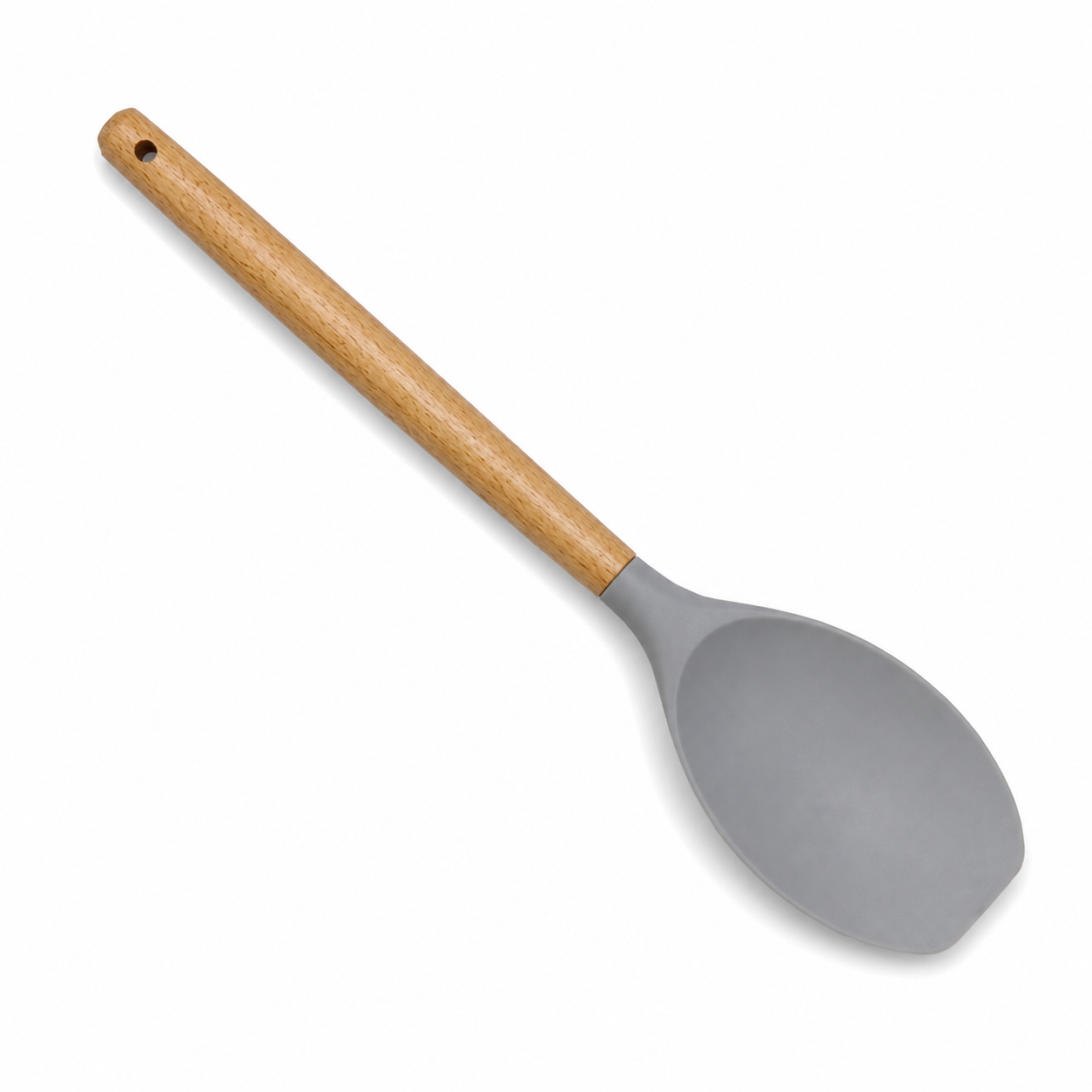 Colher Espátula Cucina De Silicone Com Cabo Em Madeira De Faia Cinza