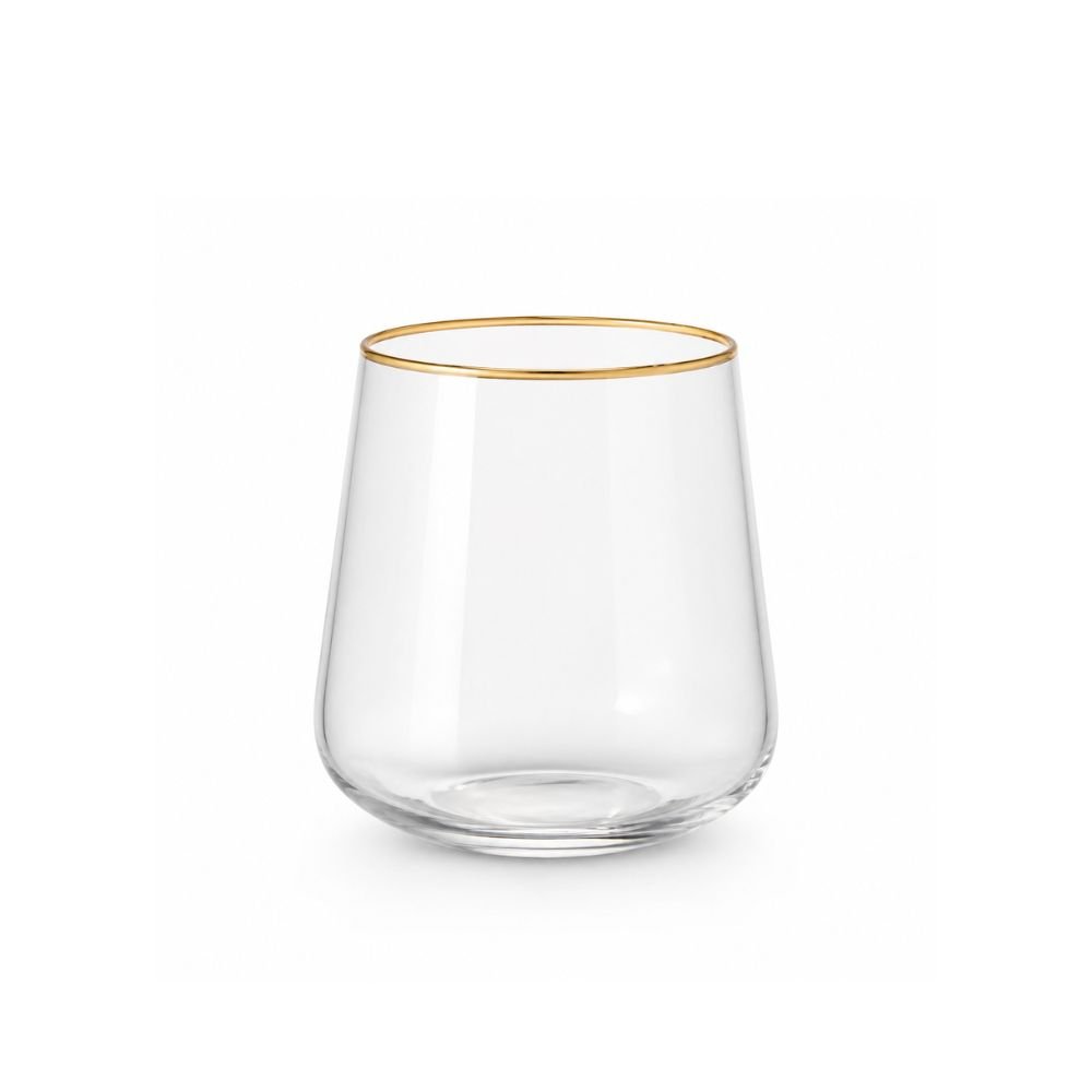 Copo Transparente Borda Dourada 390ml