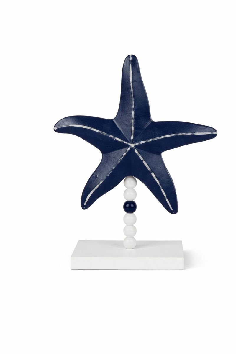 Escultura Decorativa Estrela do Mar Azul e Branco