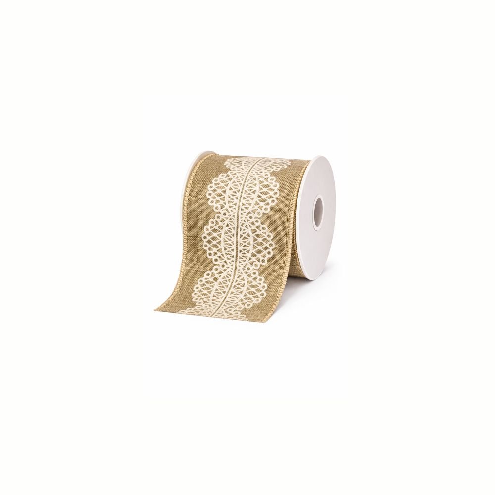 Fita Aramada Tecido com Costura Bege e Branco