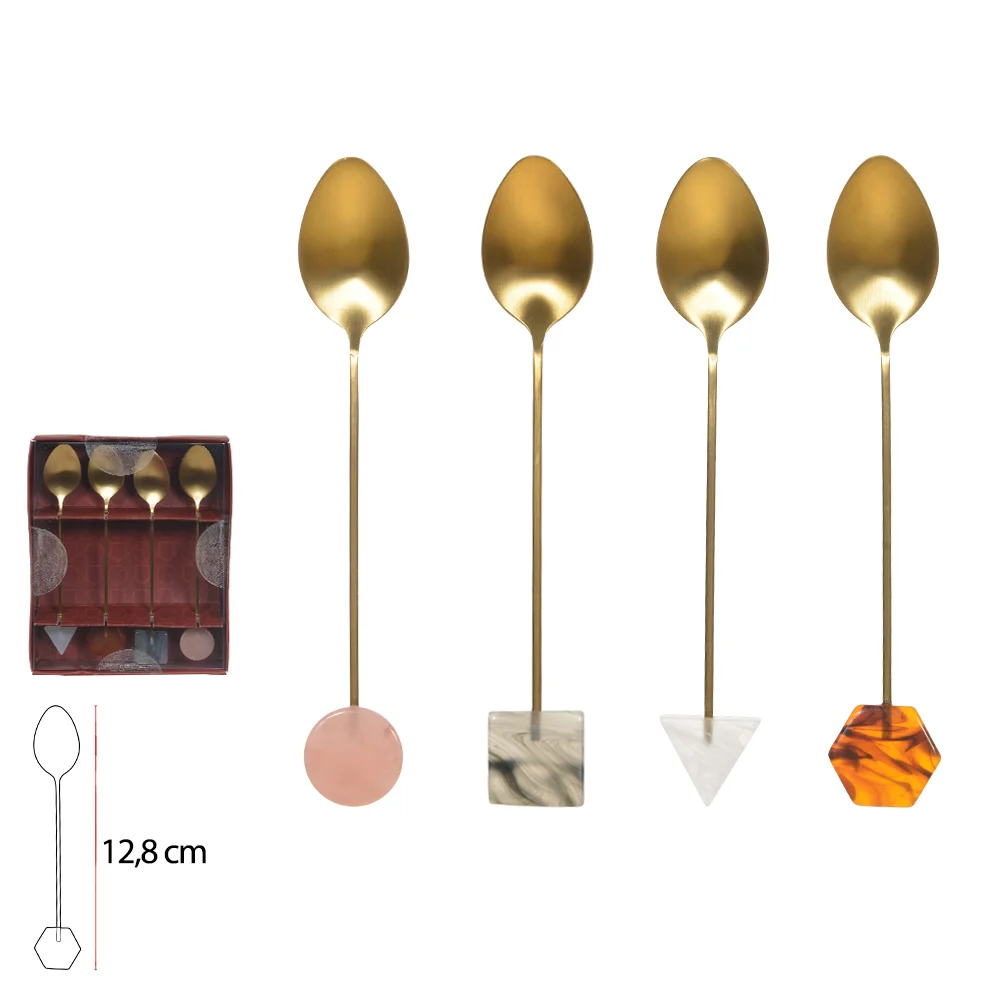 Kit colheres de aço inox pedras preciosa