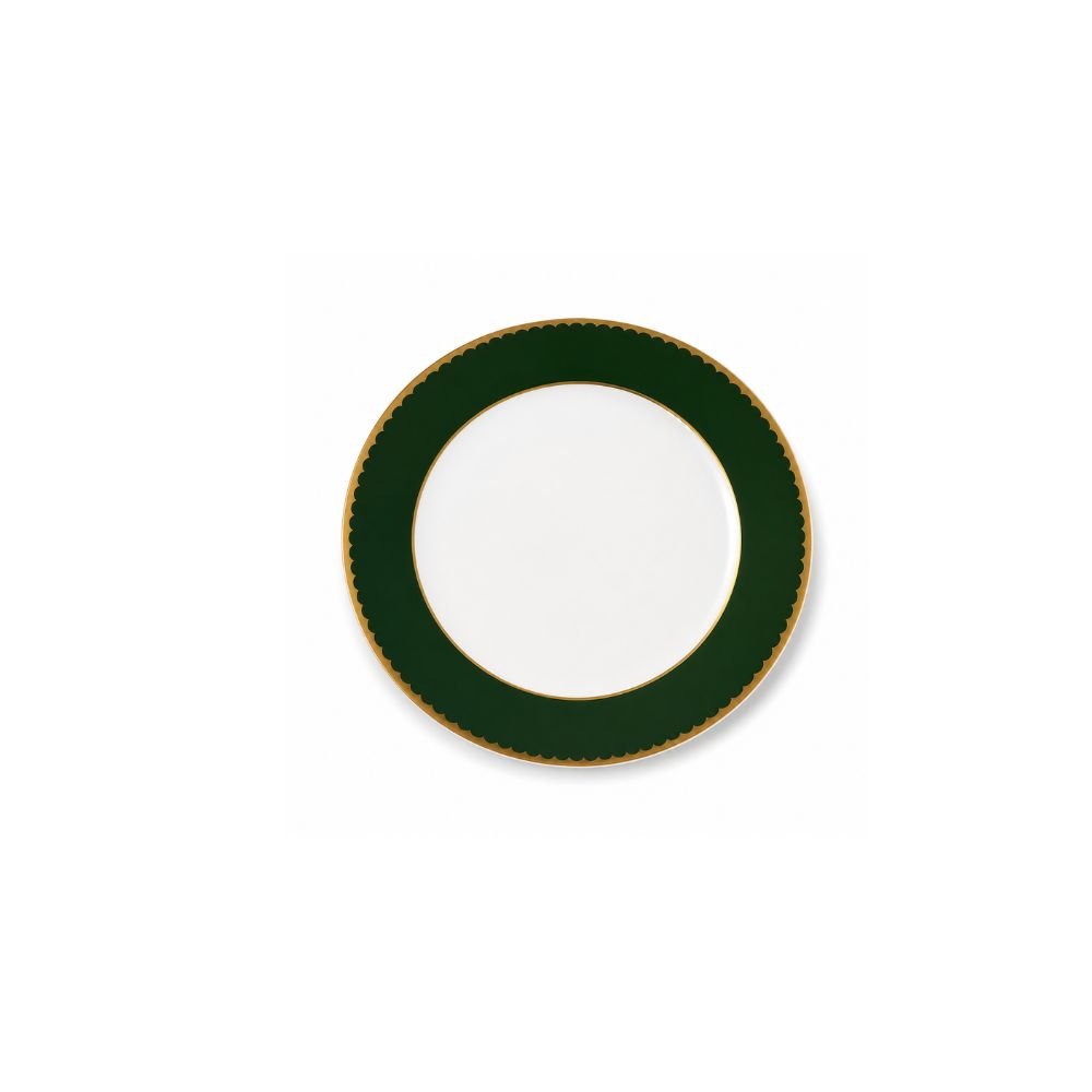 Prato de jantar com borda verde ouro