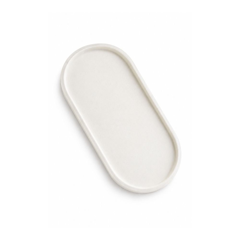 Bandeja Decorativa Pedra Oval Classic Branco Off White