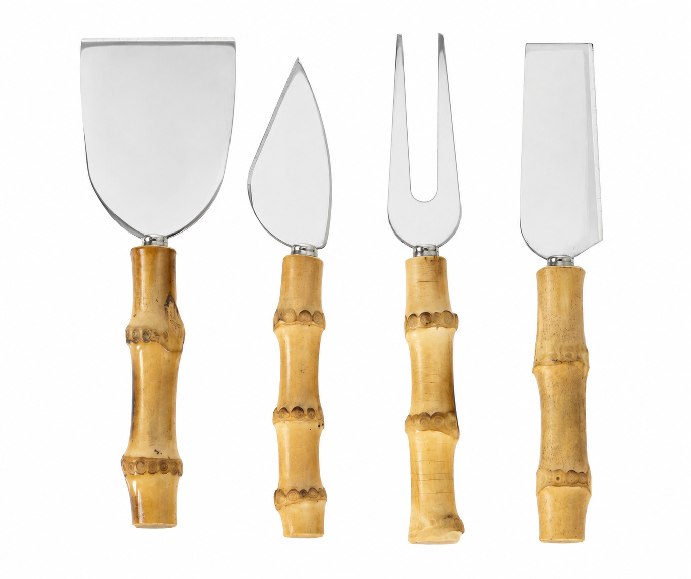 Faca Queijo 04 Peças Inox Bambu