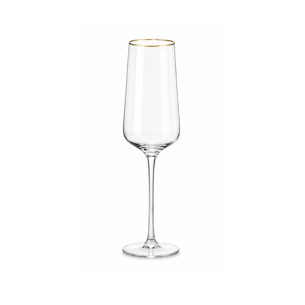 Taça Champanhe Transparente Borda Dourada 230ml