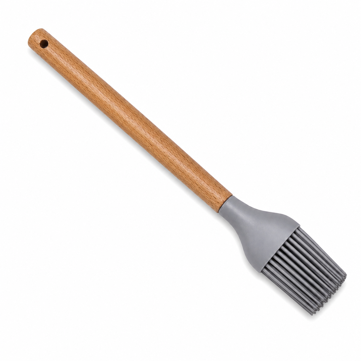 Pincel Cucina De Silicone Com Cabo Em Madeira De Faia Cinza