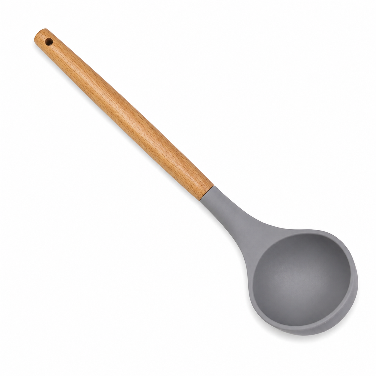 Concha Cucina De Silicone Com Cabo Em Madeira De Faia Cinza