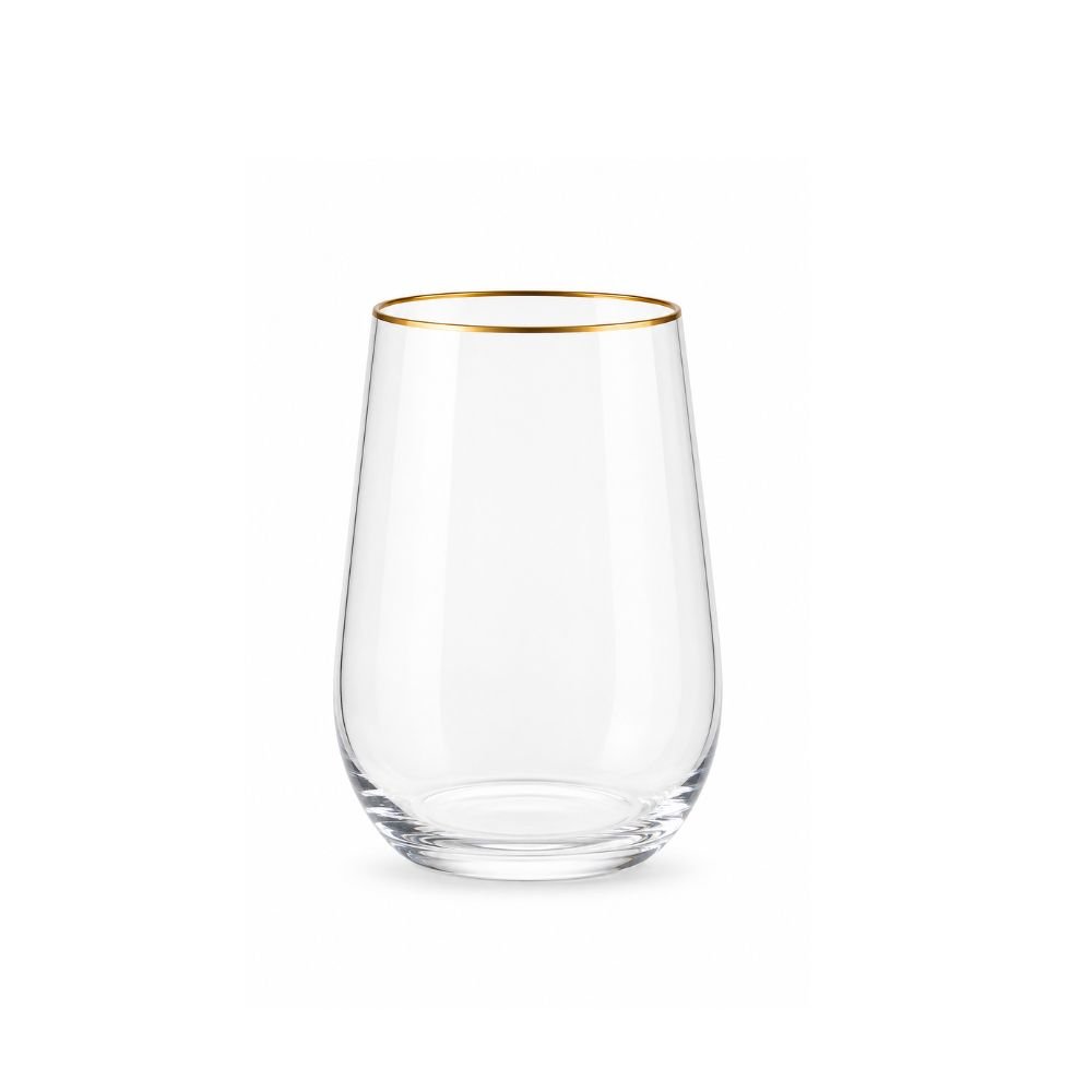 Copo Transparente Borda Dourada 550ml